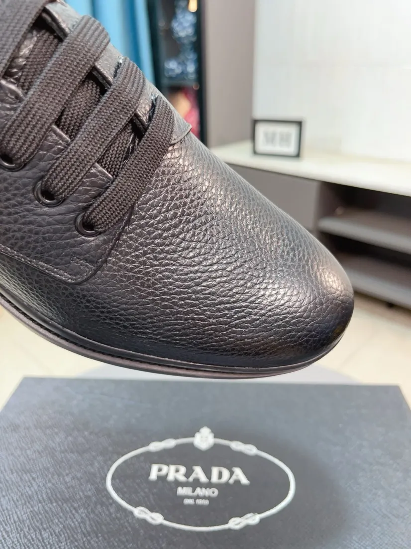 Men's shoes 💰540🌹🌹 [Men's shoes 💰pRADA Prada leather shoes] Top purchasing agent Original imported Italian custom-made open-edge beaded cowhide leather surface, ➕Fully imported water-dyed breathable cowhide lining, original factory special molded sole, super comfortable, code number: 38-44